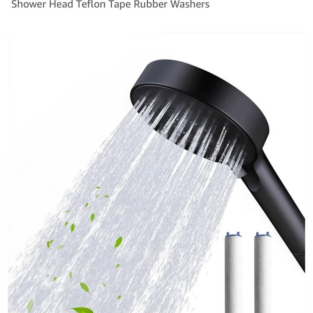 4.8 Inch High Pressure Handheld Showerhead 3 Spray Settings Filtered (Black)‎